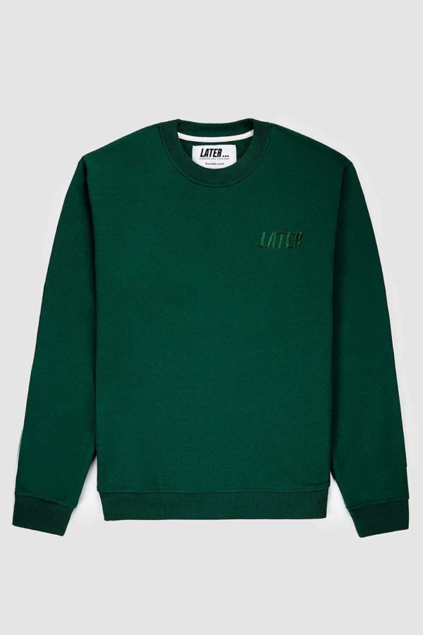 Sweat-shirt col rond vert recyclée, homme