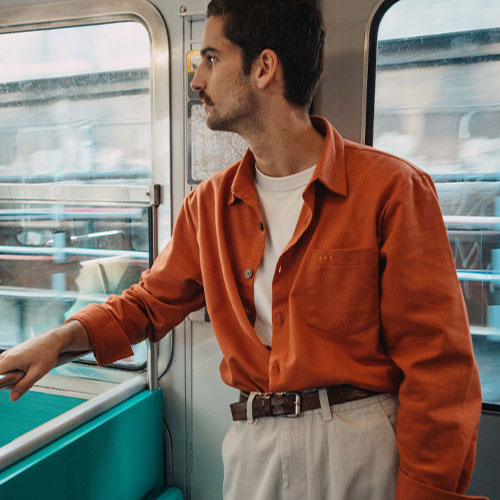 Chemise en flanelle de coton recyclé orange