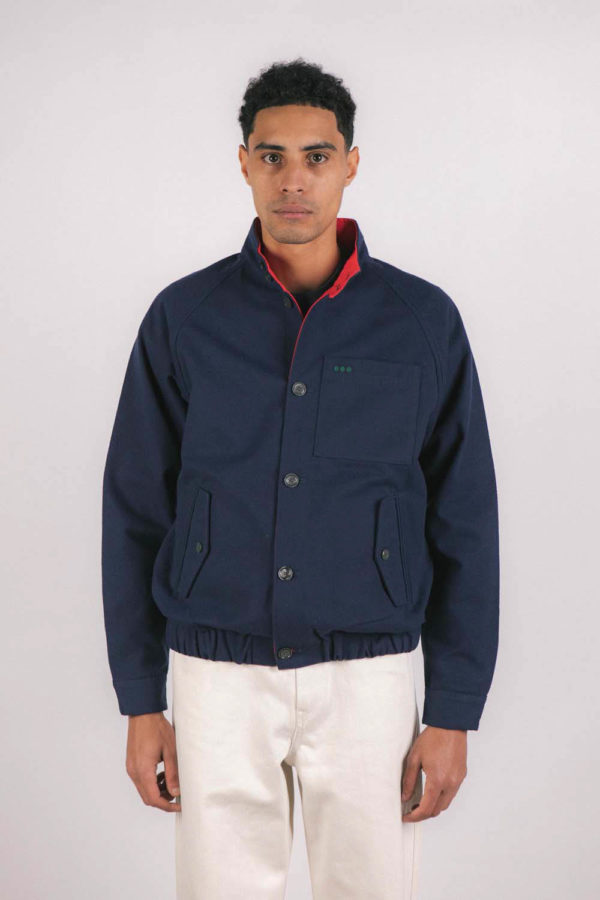 Blouson marine homme en coton recyclé