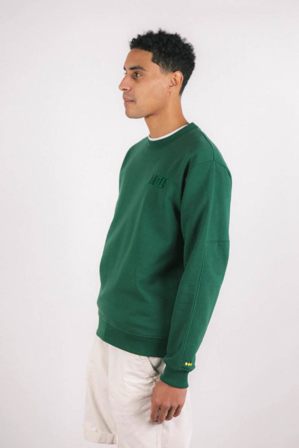 Sweat-shirt col rond vert recyclée, homme