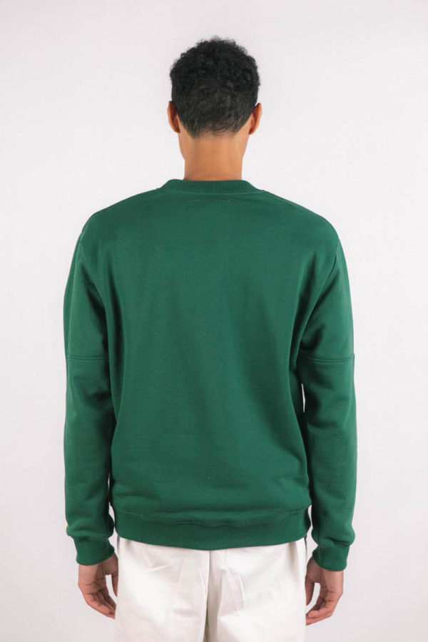 Sweat-shirt col rond vert recyclée, homme