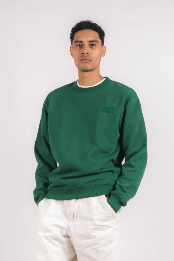 Sweat-shirt col rond vert recyclée, homme