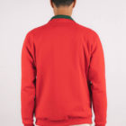 Sweat-shirt col zippé rouge et col vert recyclée, homme