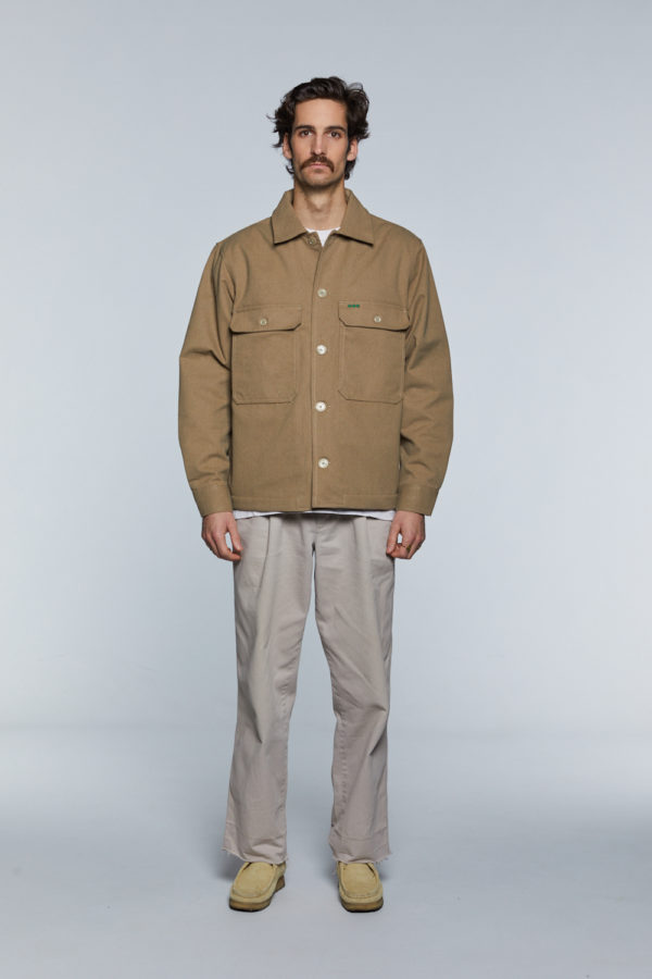 Blouson worker en coton recyclé beige pour homme