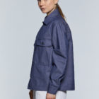 Blouson worker en jean de coton recyclé bleu femme