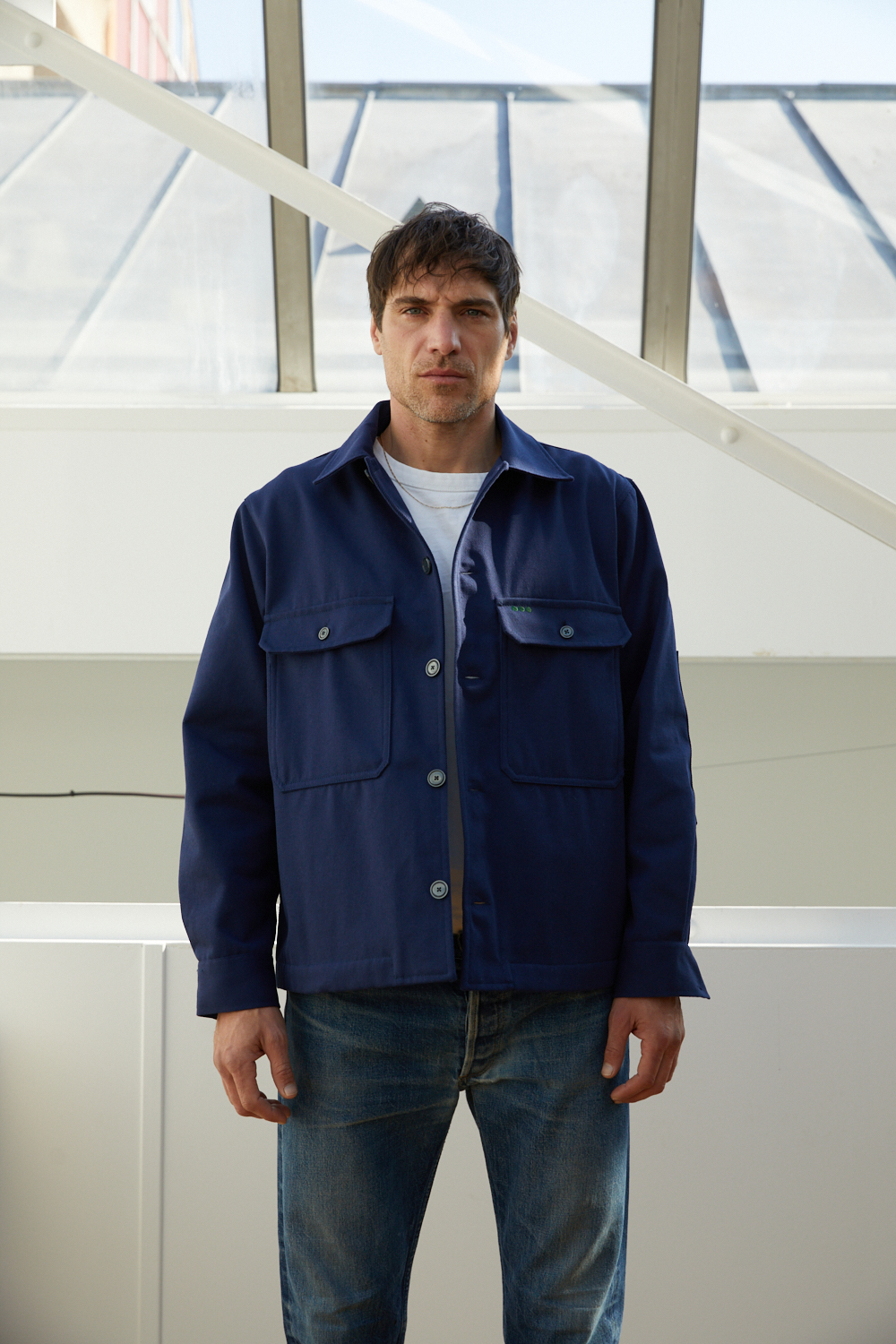 Blouson mi-saison homme en coton 100% recyclé marine