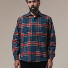 Recycled cotton flannel check shirt for men, soft and warm, perfect for winter.